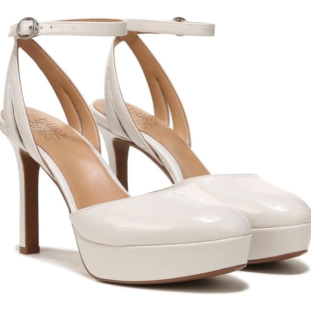 Naturalizer Clarice, Satin Pearl Platform Closed-Toe Heels
